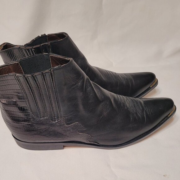Vtg Guess by Georges Marciano Italy Black Leather Motorcycle Men Ankle Boots 8.5 main image 11